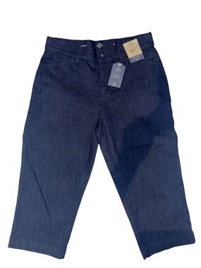 St Johns Bay Womens Mid Rise Capri Pants Dark Rinse Denim Blue Size 8